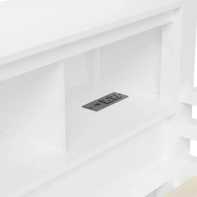 Queen Size Loft Bed with Wardrobe, Desk & USB Headboard Storage, Space-Saving Loft Bed - ModernLuxe