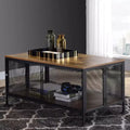 Royal Hampton Coffee Table with 1 Bottom Shelf and Mesh Design, Brown and Gray