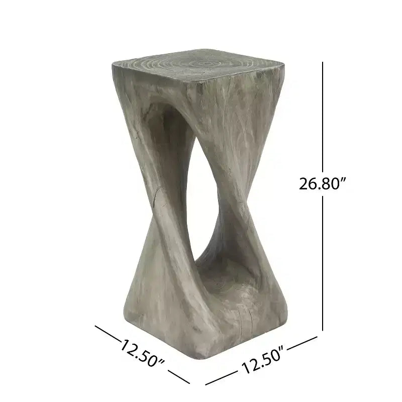 MAYEERTY 1 Pack Twist Shape Side Table, Artistic Wood-Grain End Table for Indoor Outdoor Living Room, Patio