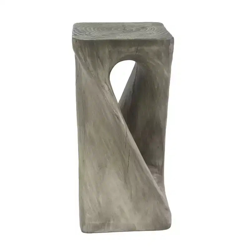 MAYEERTY 1 Pack Twist Shape Side Table, Artistic Wood-Grain End Table for Indoor Outdoor Living Room, Patio