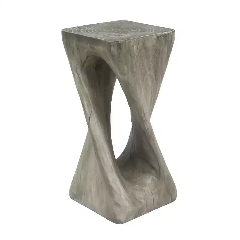 MAYEERTY 1 Pack Twist Shape Side Table, Artistic Wood-Grain End Table for Indoor Outdoor Living Room, Patio