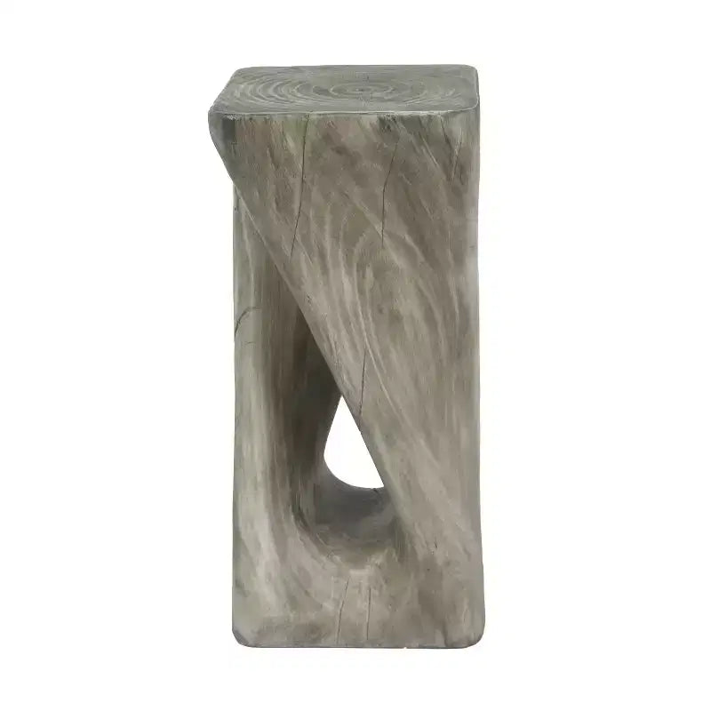 MAYEERTY 1 Pack Twist Shape Side Table, Artistic Wood-Grain End Table for Indoor Outdoor Living Room, Patio
