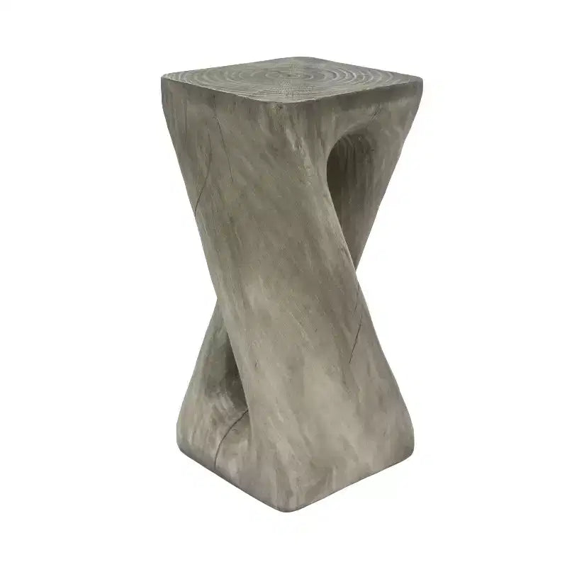 MAYEERTY 1 Pack Twist Shape Side Table, Artistic Wood-Grain End Table for Indoor Outdoor Living Room, Patio