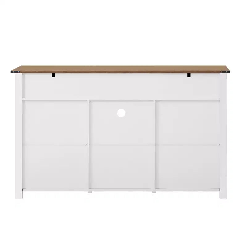 55''W Sliding Barn Door Sideboard Buffet Cabinet, 3 Drawers, Adjustable Shelves, Industrial Storage - ModernLuxe