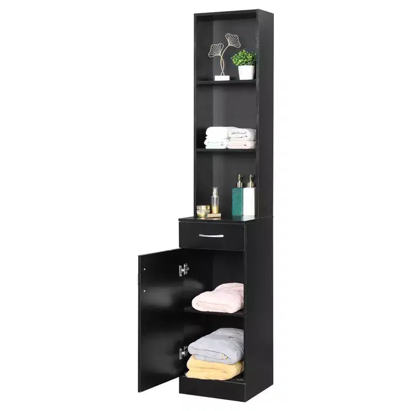 Karl HomeStanding 5 Compartments 1 Drawer 1 Door MDF Barber Cabinet Black