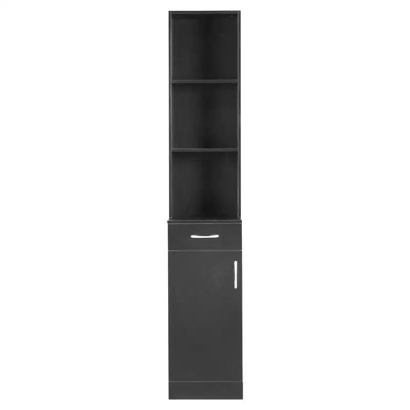 Karl HomeStanding 5 Compartments 1 Drawer 1 Door MDF Barber Cabinet Black