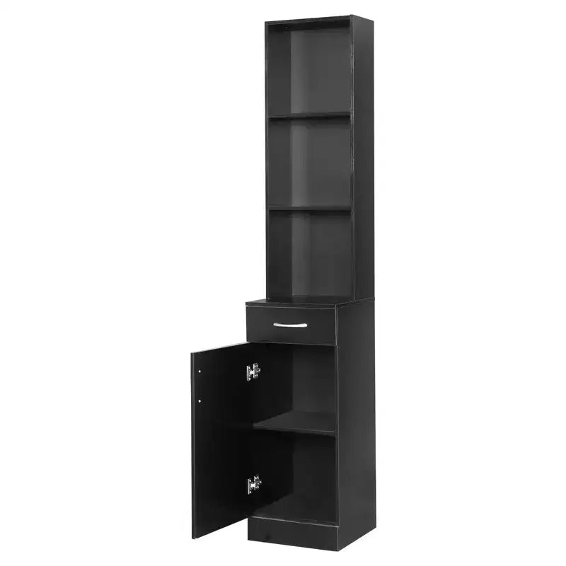 Karl HomeStanding 5 Compartments 1 Drawer 1 Door MDF Barber Cabinet Black