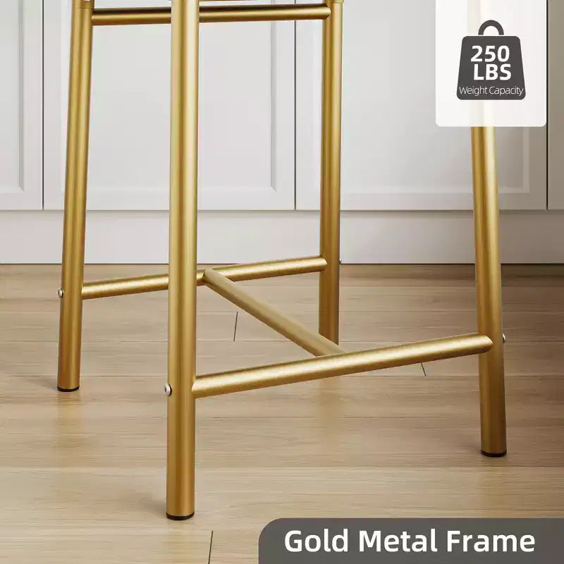 GustoWave Set of 2 Counter Height Bar Stools 26 Metal Dining Chairs with X Back, Thick PU Leather Cushion,Waterproof Seat for Dining Room