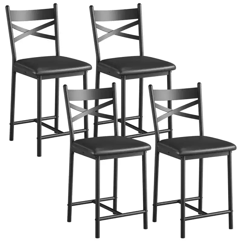 GustoWave Set of 2 Counter Height Bar Stools 26 Metal Dining Chairs with X Back, Thick PU Leather Cushion,Waterproof Seat for Dining Room