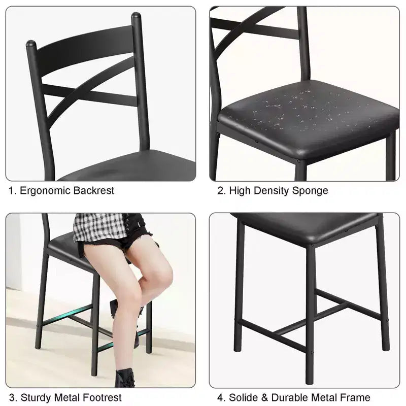 GustoWave Set of 2 Counter Height Bar Stools 26 Metal Dining Chairs with X Back, Thick PU Leather Cushion,Waterproof Seat for Dining Room