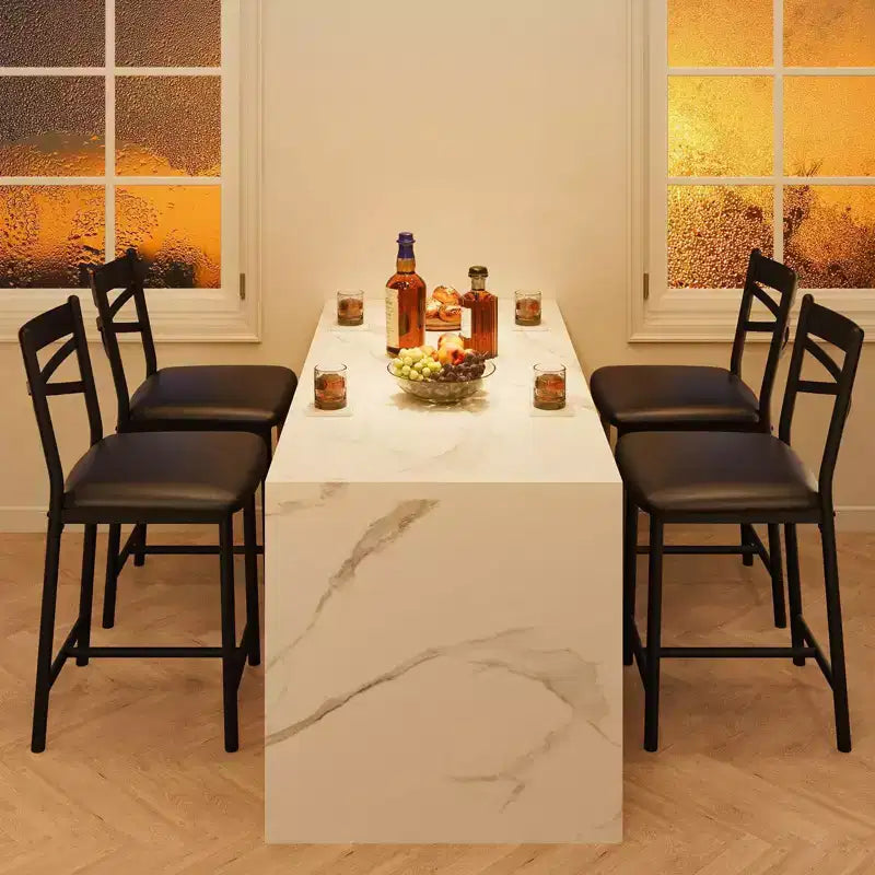 GustoWave Set of 2 Counter Height Bar Stools 26 Metal Dining Chairs with X Back, Thick PU Leather Cushion,Waterproof Seat for Dining Room