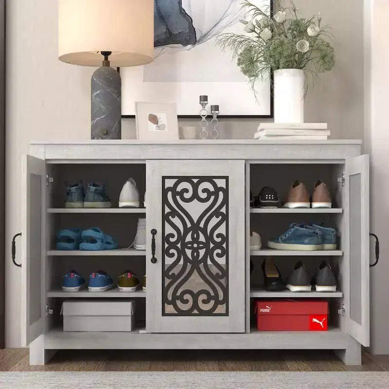 Galano 16-Pair Shoe Storage Cabinet with Adjustable Shelves 44.4 W 13.5 D 30 H