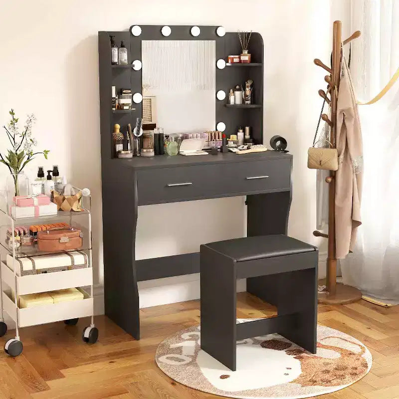 BestMassage Glamour Lighted Vanity Table Set with 2 Drawers & Stool