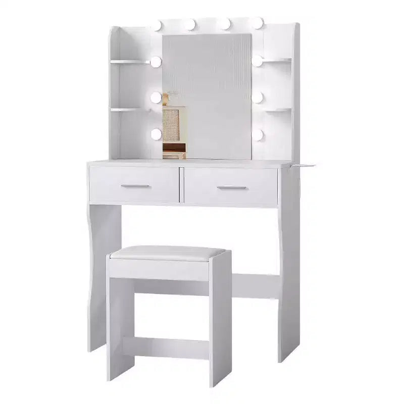 BestMassage Glamour Lighted Vanity Table Set with 2 Drawers & Stool