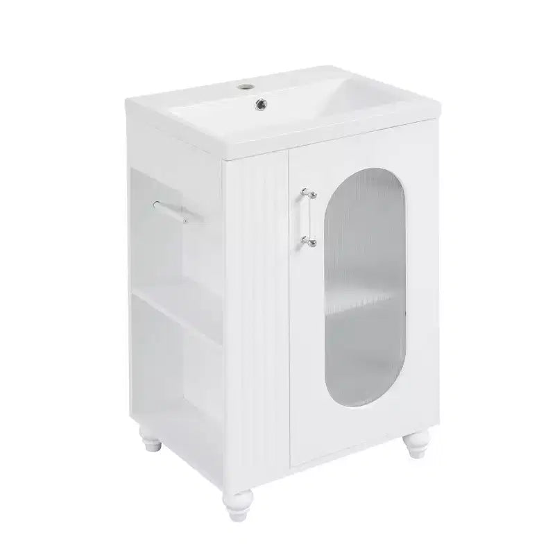MAYEERTY 20 Bathroom Vanity with Sink 2-tier Shelf Adjustable Shelf Solid Wood MDF Black