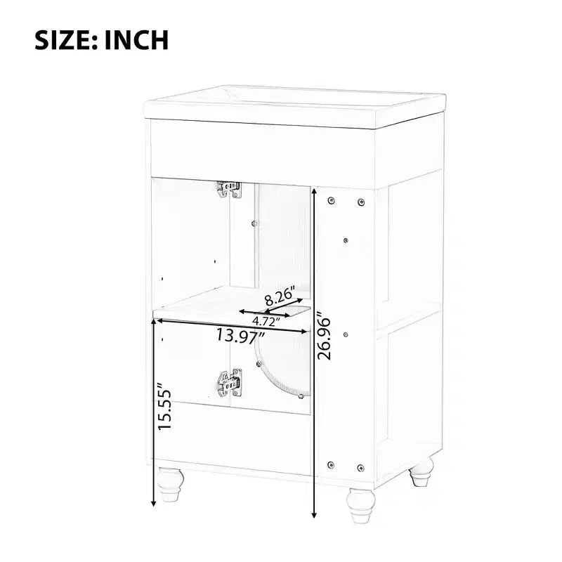 MAYEERTY 20 Bathroom Vanity with Sink 2-tier Shelf Adjustable Shelf Solid Wood MDF Black