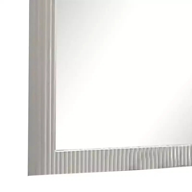 Royal Hampton Dresser Mirror, Rectangular Gray Reeded Wood, Silver Trim, 38x40