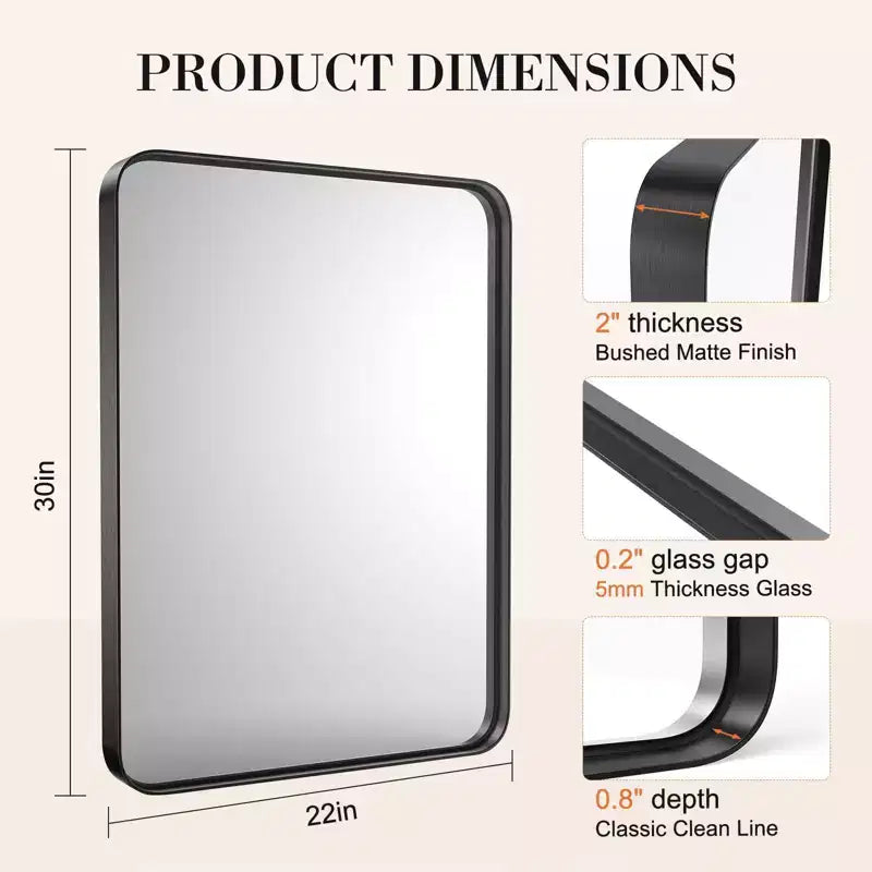 TUYOHW 30x22 Inch Wall Mount Bathroom Mirror,Modern Wall Mount Vanity Mirror for Bathroom,Entryway(Horizontal & Vertical)