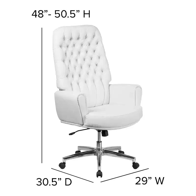 Flash Furniture High Back Traditional Tufted LeatherSoft Executive Swivel Office Chair with Silver Welt Arms
