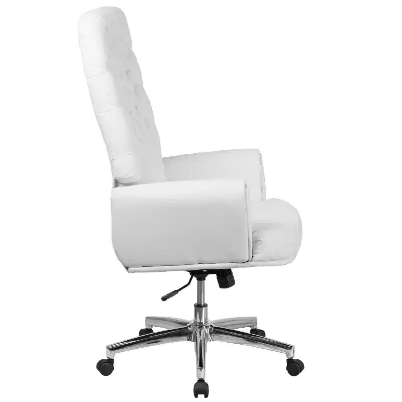 Flash Furniture High Back Traditional Tufted LeatherSoft Executive Swivel Office Chair with Silver Welt Arms