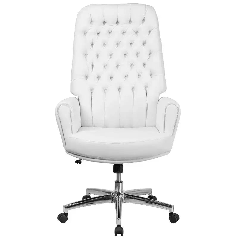 Flash Furniture High Back Traditional Tufted LeatherSoft Executive Swivel Office Chair with Silver Welt Arms
