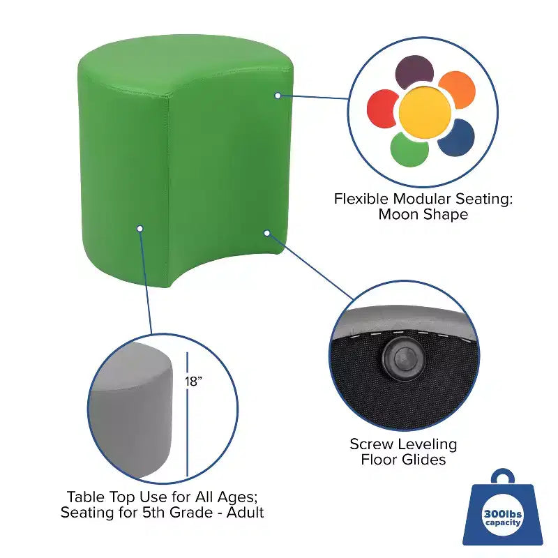Flash Furniture Soft Seating Flexible Moon for Classrooms and Common Spaces - 18 Seat Height