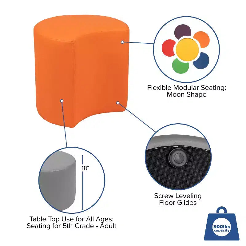 Flash Furniture Soft Seating Flexible Moon for Classrooms and Common Spaces - 18 Seat Height