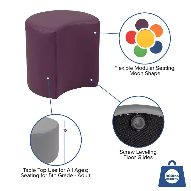 Flash Furniture Soft Seating Flexible Moon for Classrooms and Common Spaces - 18 Seat Height