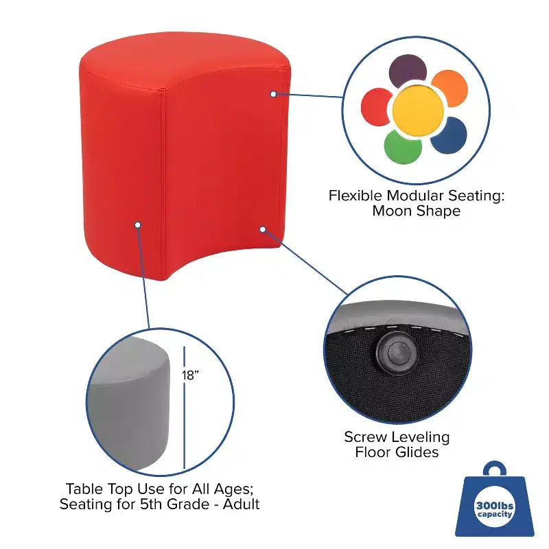 Flash Furniture Soft Seating Flexible Moon for Classrooms and Common Spaces - 18 Seat Height