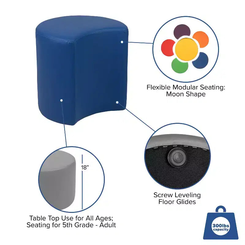 Flash Furniture Soft Seating Flexible Moon for Classrooms and Common Spaces - 18 Seat Height