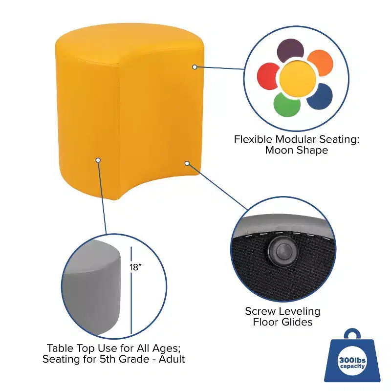 Flash Furniture Soft Seating Flexible Moon for Classrooms and Common Spaces - 18 Seat Height