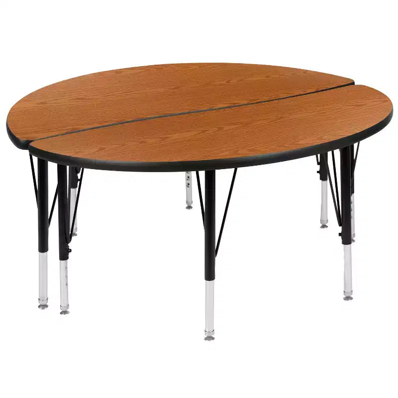 Emma and Oliver 2 Piece 47.5 Circle Collaborative Grey Kids Adjustable Activity Table Set