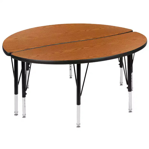Emma and Oliver 2 Piece 47.5 Circle Collaborative Grey Kids Adjustable Activity Table Set