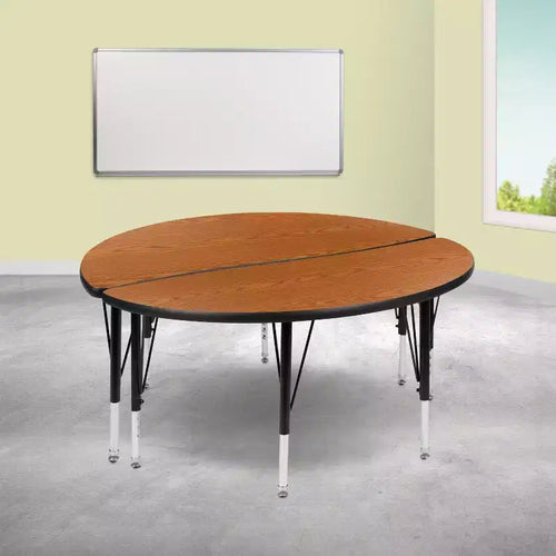 Emma and Oliver 2 Piece 47.5 Circle Collaborative Grey Kids Adjustable Activity Table Set