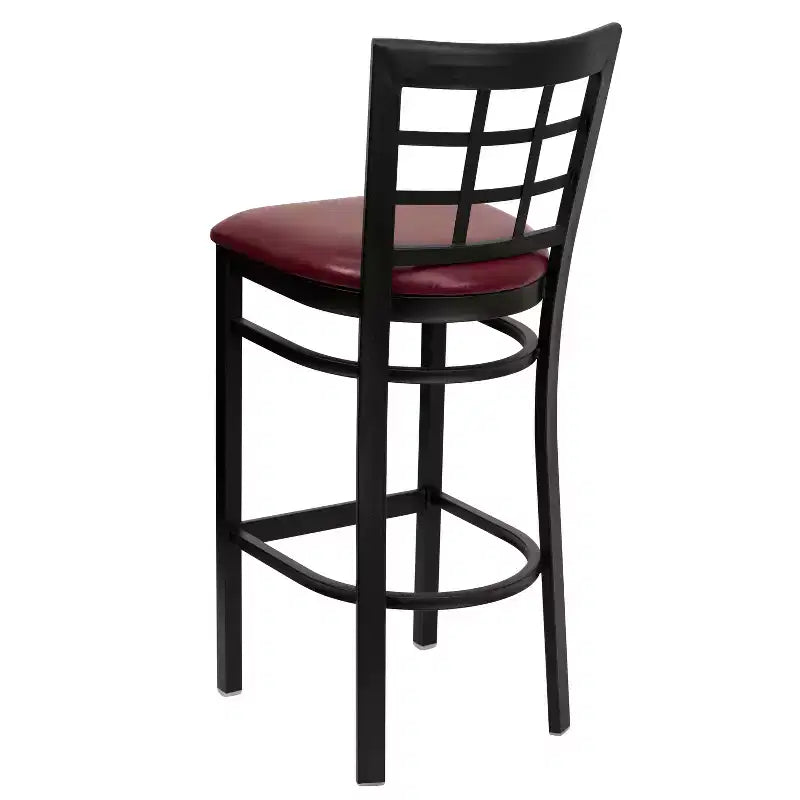 Emma and Oliver Black Window Back Metal Restaurant Dining Barstool