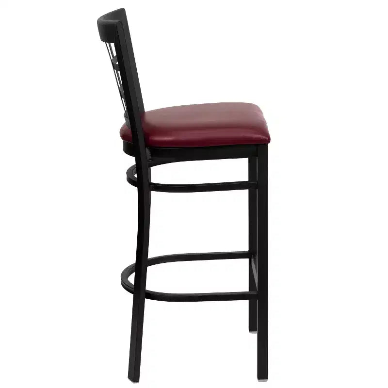 Emma and Oliver Black Window Back Metal Restaurant Dining Barstool