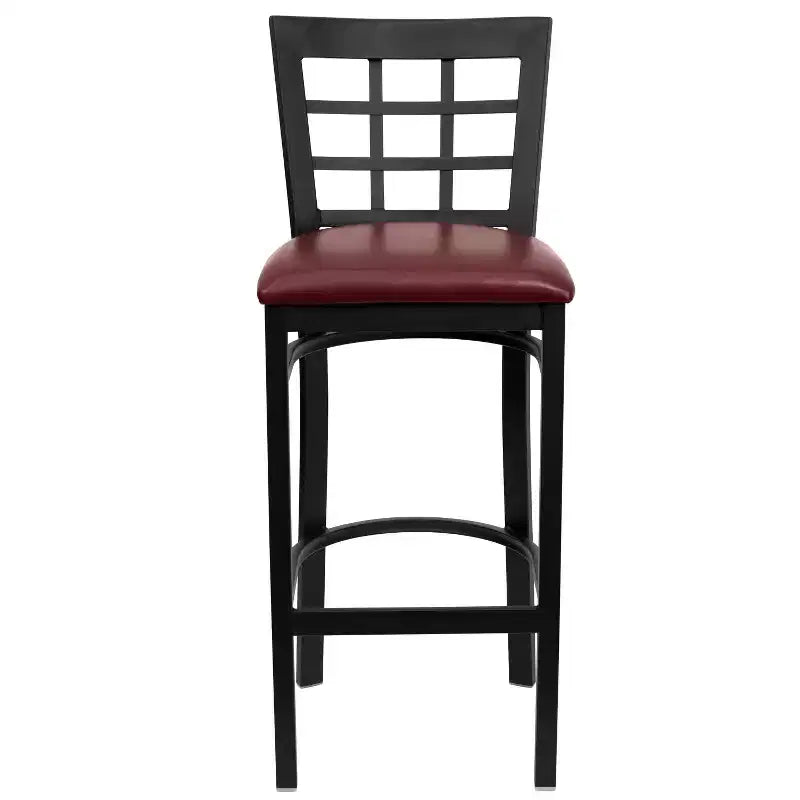 Emma and Oliver Black Window Back Metal Restaurant Dining Barstool