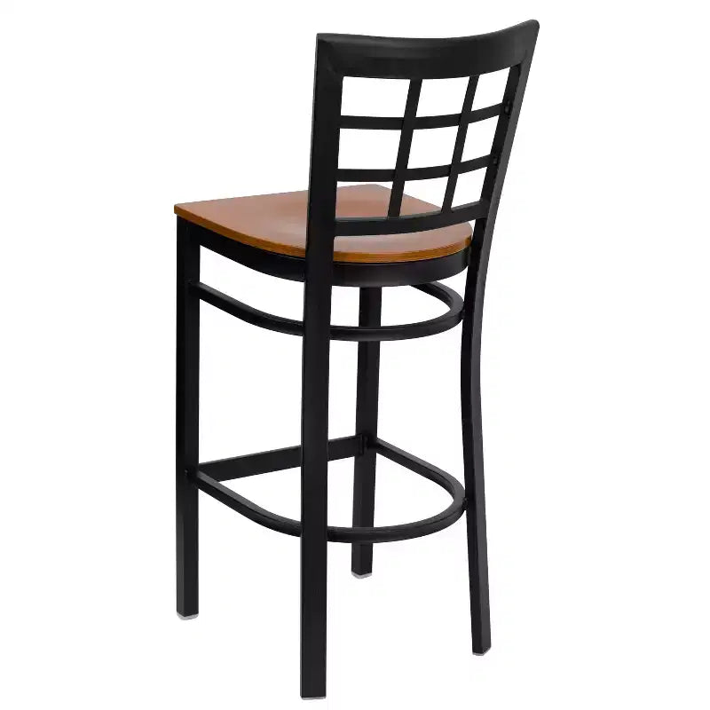 Emma and Oliver Black Window Back Metal Restaurant Dining Barstool