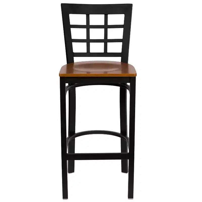 Emma and Oliver Black Window Back Metal Restaurant Dining Barstool