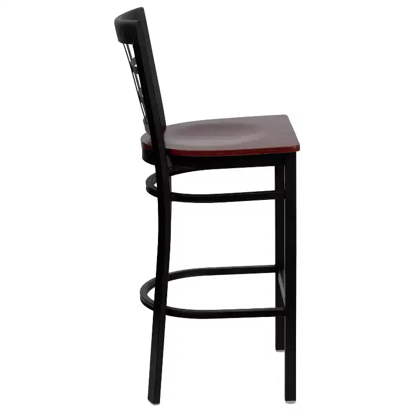 Emma and Oliver Black Window Back Metal Restaurant Dining Barstool
