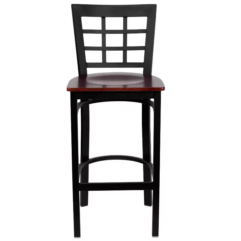 Emma and Oliver Black Window Back Metal Restaurant Dining Barstool