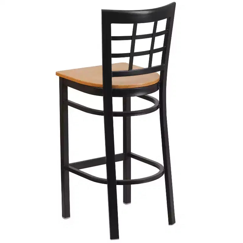 Emma and Oliver Black Window Back Metal Restaurant Dining Barstool