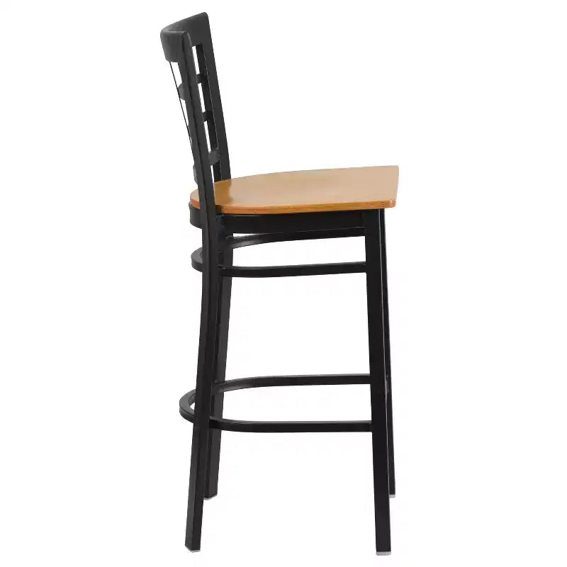 Emma and Oliver Black Window Back Metal Restaurant Dining Barstool