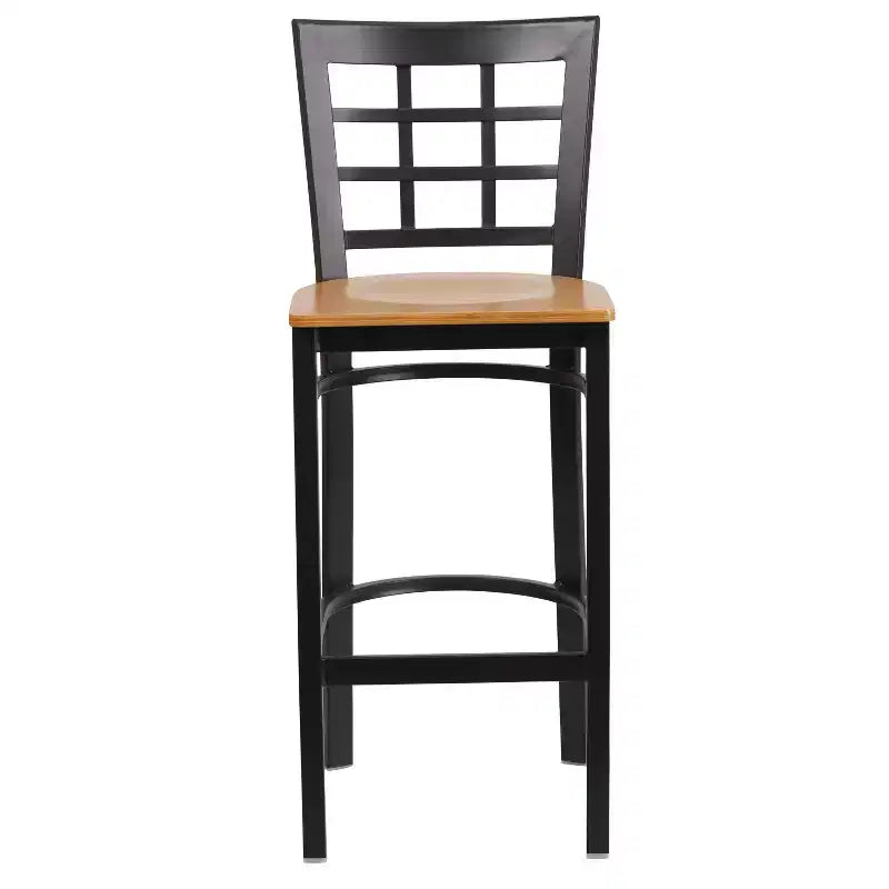 Emma and Oliver Black Window Back Metal Restaurant Dining Barstool