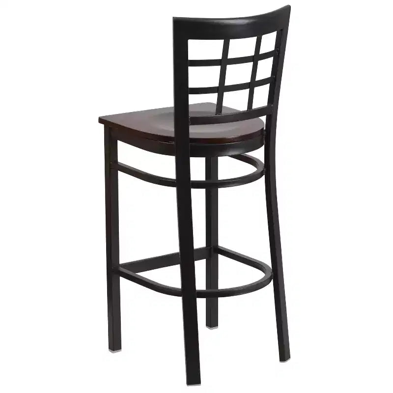 Emma and Oliver Black Window Back Metal Restaurant Dining Barstool