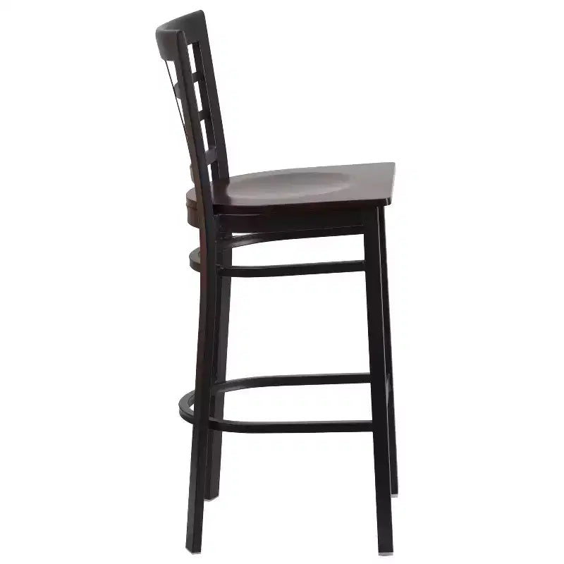Emma and Oliver Black Window Back Metal Restaurant Dining Barstool