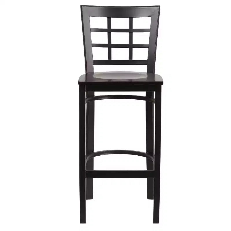Emma and Oliver Black Window Back Metal Restaurant Dining Barstool