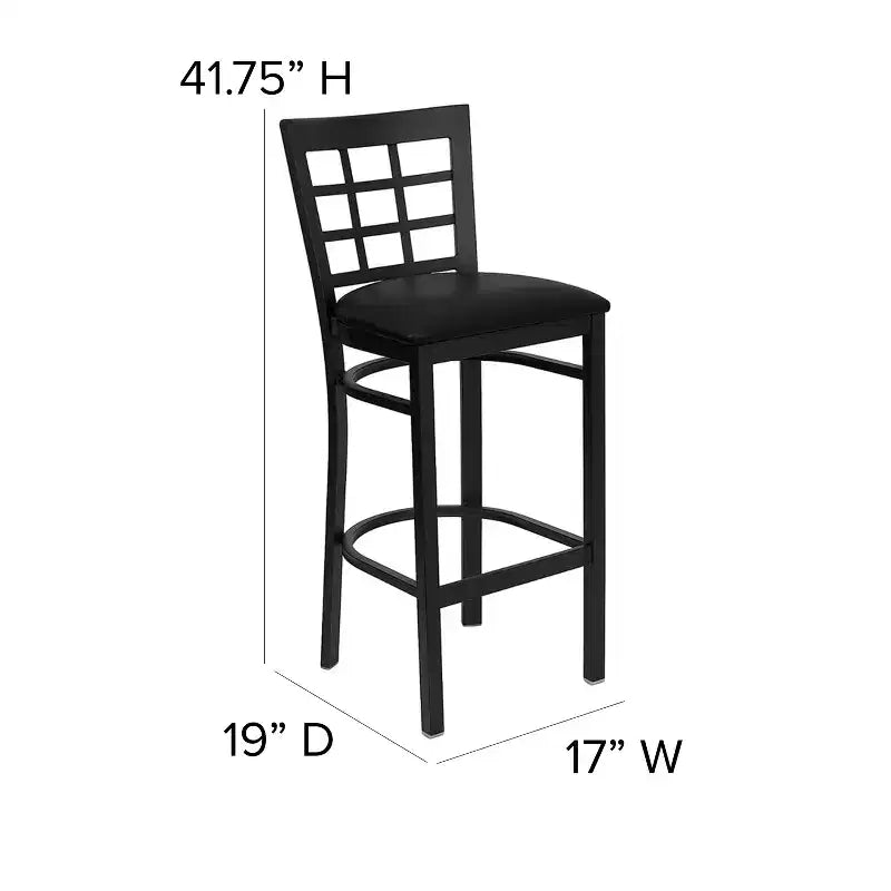 Emma and Oliver Black Window Back Metal Restaurant Dining Barstool
