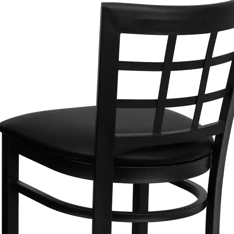 Emma and Oliver Black Window Back Metal Restaurant Dining Barstool