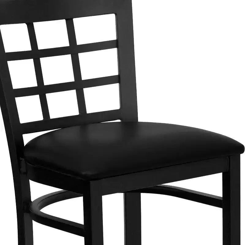 Emma and Oliver Black Window Back Metal Restaurant Dining Barstool